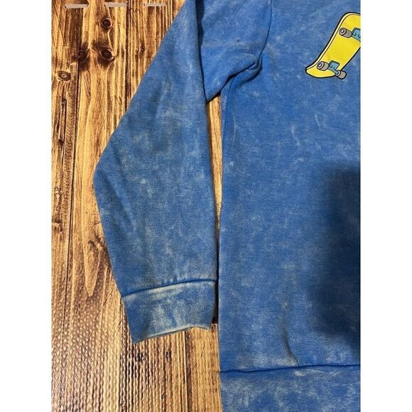 Mad Engine Simpsons Sweater Blue Bart Simpson Skateboard Faded - Picture 4 of 10